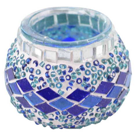 Turkish Mosaic Cracked Candle Holder Lamp Small Size - 9