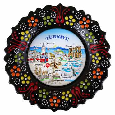 Türkiye Temalı Çini Myros Resim Tabak 12 cm - Myros