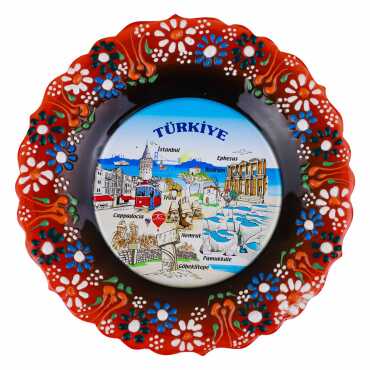 Türkiye Temalı Çini Myros Resim Tabak 18 cm - Myros