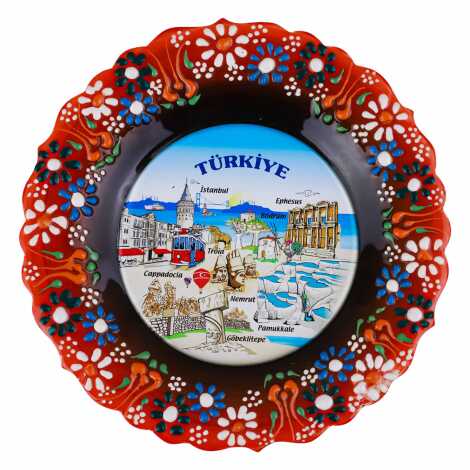 Türkiye Temalı Çini Myros Resim Tabak 18 cm - 1