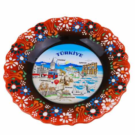 Türkiye Temalı Çini Myros Resim Tabak 18 cm - 2