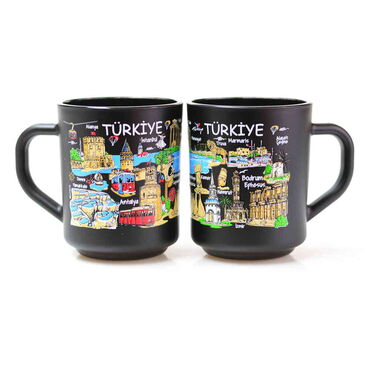 Turkey Themed Colored Glass Mug - 6