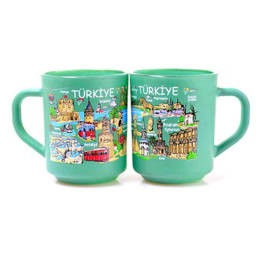 Turkey Themed Colored Glass Mug - 8