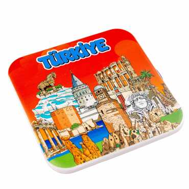 Türkiye Temalı MYROS UV KARE BARDAKALTI 100 MM - 3