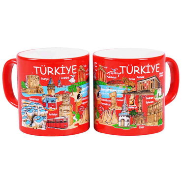 Myros - Türkiye Temalı Seramik Renkli Baskılı Kupa 82x90 mm