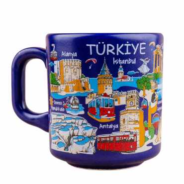 Türkiye Temalı Yöresel Seramik Kapuçino Kupa - Myros