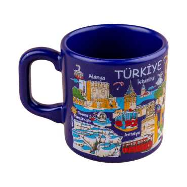 Türkiye Temalı Yöresel Seramik Kapuçino Kupa - 8