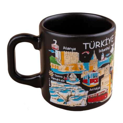 Türkiye Temalı Yöresel Seramik Kapuçino Kupa - 5