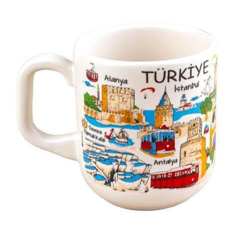 Türkiye Temalı Yöresel Seramik Kapuçino Kupa - 7
