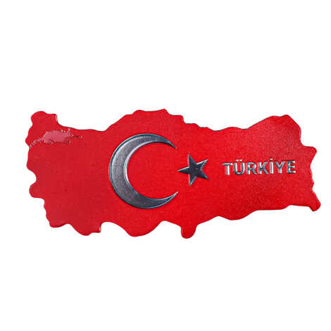 Türkiye Themed Metallic Map Refrigerator Magnet - 1