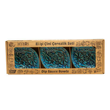 Turkuaz Üçlü Kutulu Yaprak Çerezlik - 1