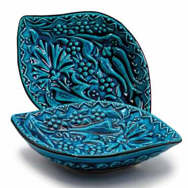 Turkuaz Üçlü Kutulu Yaprak Çerezlik - 2