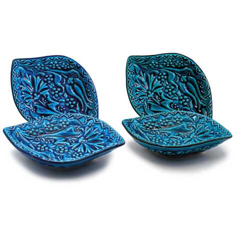 Turquoise Boat Shaped Snack Bowl - 1