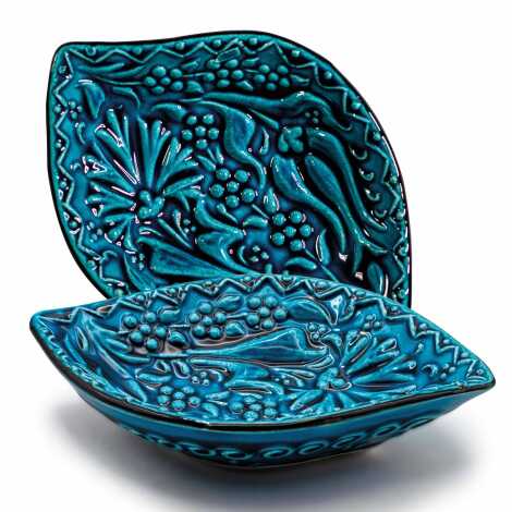 Turquoise Boat Shaped Snack Bowl - 2