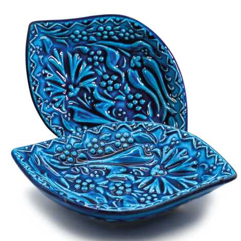Turquoise Boat Shaped Snack Bowl - 3