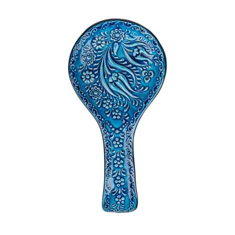 Turquoise Embossed Spoon Holder - 1