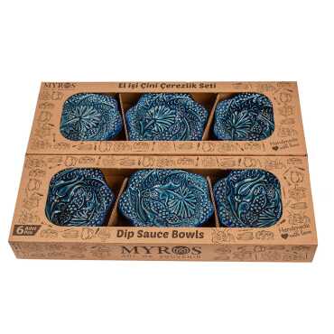 Turquoise Set of Six Boxed Daisy Snack Bowls - 4