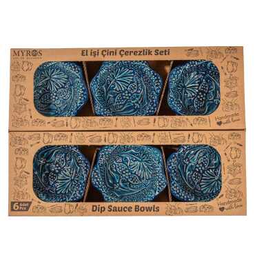 Turquoise Set of Six Boxed Daisy Snack Bowls - 3
