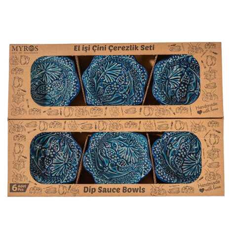 Turquoise Set of Six Boxed Daisy Snack Bowls - 3