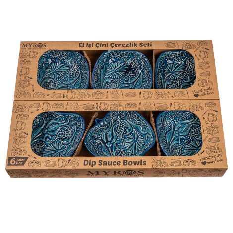 Turquoise Six Piece Boxed Apple Snack Bowl Set - 5