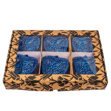 Turquoise Six Piece Boxed Apple Snack Bowl Set - 2