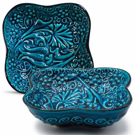 Turquoise Six Piece Boxed Clover Snack Bowl Set - 4