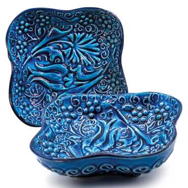 Turquoise Six Piece Boxed Clover Snack Bowl Set - 5