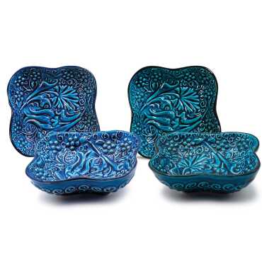 Turquoise Six Piece Boxed Clover Snack Bowl Set - 3