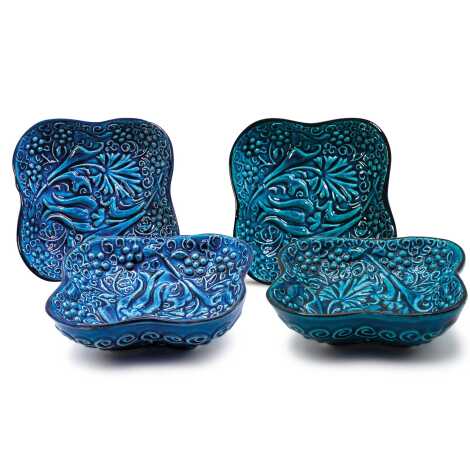 Turquoise Six Piece Boxed Clover Snack Bowl Set - 3