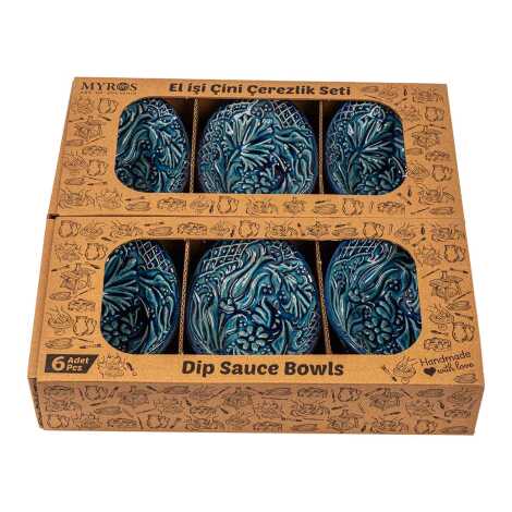 Turquoise Six Piece Boxed Gondola Snack Bowl Set - 2
