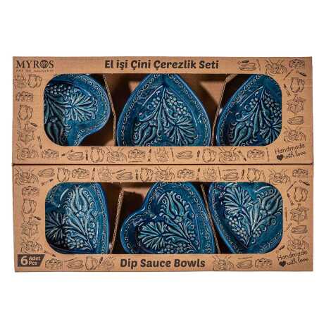 Turquoise Six Piece Boxed Heart Snack Bowl Set - 1