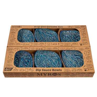 Turquoise Six Piece Boxed Leaf Snack Bowl Set - 2