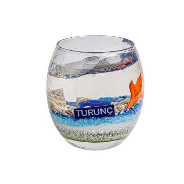 Turunç Temalı Myros Fanus Şeffaf Mum - Myros