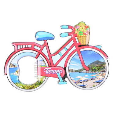 Myros - Turunc Themed Bicycle Shaped Metal Magnetic Bottle Opener 100x65 mm