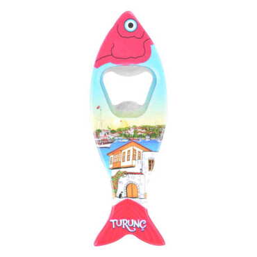 Turunc Themed Customised UV Printed Fish Shape Printed Plastic Base Bottle Opener 42x130 mm - Thumbnail