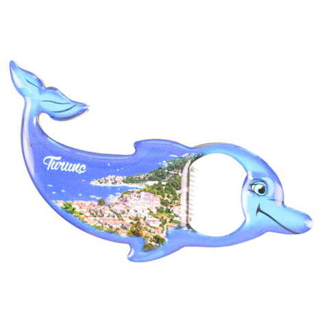 Turunc Themed Dolphin Shaped Metal Magnetic Bottle Opener 102x67 mm