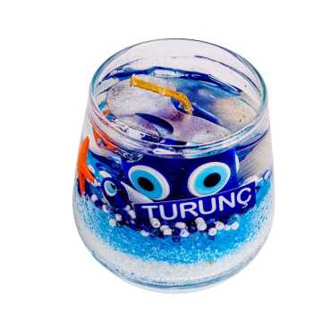 Turunç Themed Medium Round Glass Cup Gel Candle - Myros