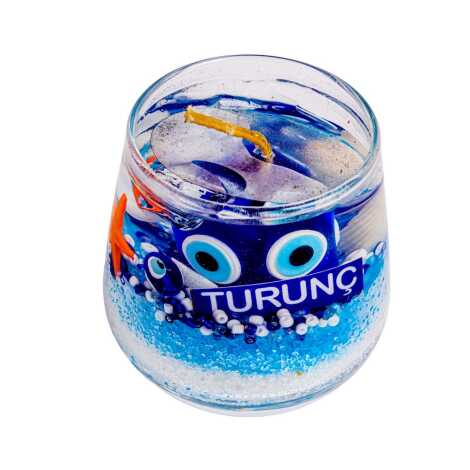 Turunç Themed Medium Round Glass Cup Gel Candle - 1