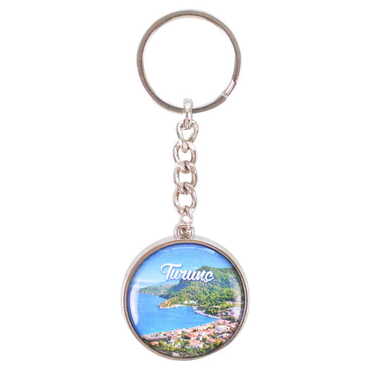 Myros - Turunc Themed Metal Double Face Round Keychain 40x95 mm