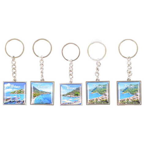 Turunc Themed Metal Square Shaped Double Face Keychain 36x95 mm - 2