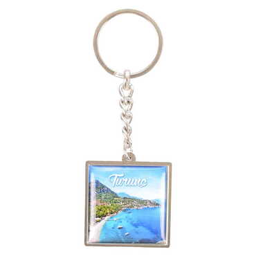Turunc Themed Metal Square Shaped Double Face Keychain 36x95 mm - 3