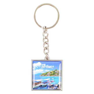 Turunc Themed Metal Square Shaped Double Face Keychain 36x95 mm - 4