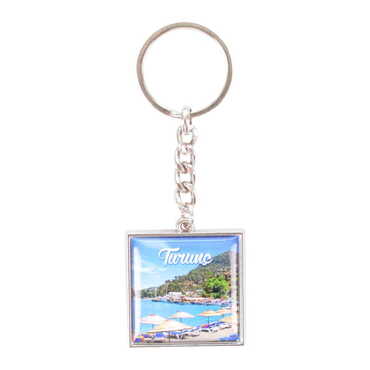 Turunc Themed Metal Square Shaped Double Face Keychain 36x95 mm - 6