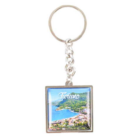 Turunc Themed Metal Square Shaped Double Face Keychain 36x95 mm - 7