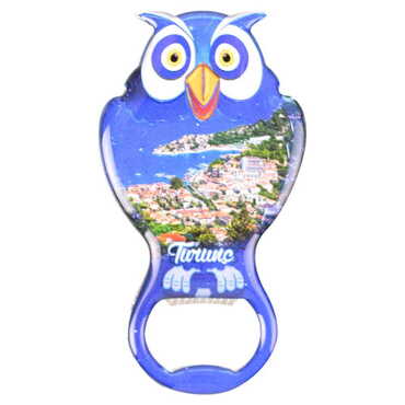 Myros - Turunc Themed Owl Shaped Metal Magnetic Bottle Opener 88x47 mm