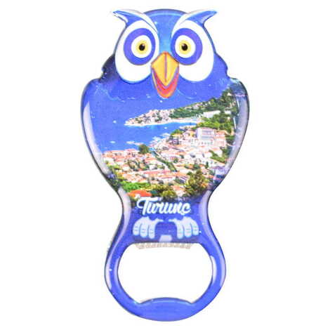 Turunc Themed Owl Shaped Metal Magnetic Bottle Opener 88x47 mm