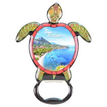 Turunc Themed Turtle Shaped Metal Magnetic Bottle Opener 103x75 mm - Thumbnail