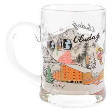 Uludag Themed Glass Mug Big Size - Thumbnail