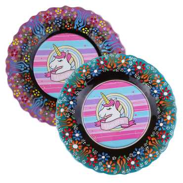 Unicorn Temalı Çini Myros Resim Tabak 18 cm - 2