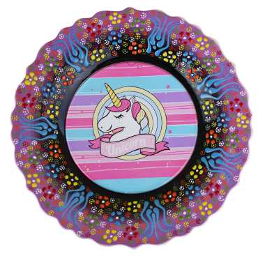 Unicorn Temalı Çini Myros Resim Tabak 18 cm - 3
